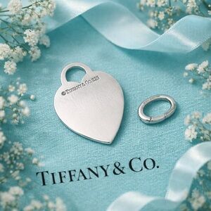 Authentic Tiffany & Co Large Blank Heart Tag + Oval Clasp Link